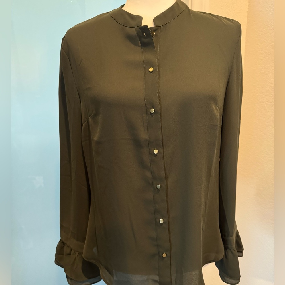 Army Green Long Sleeved Blouse